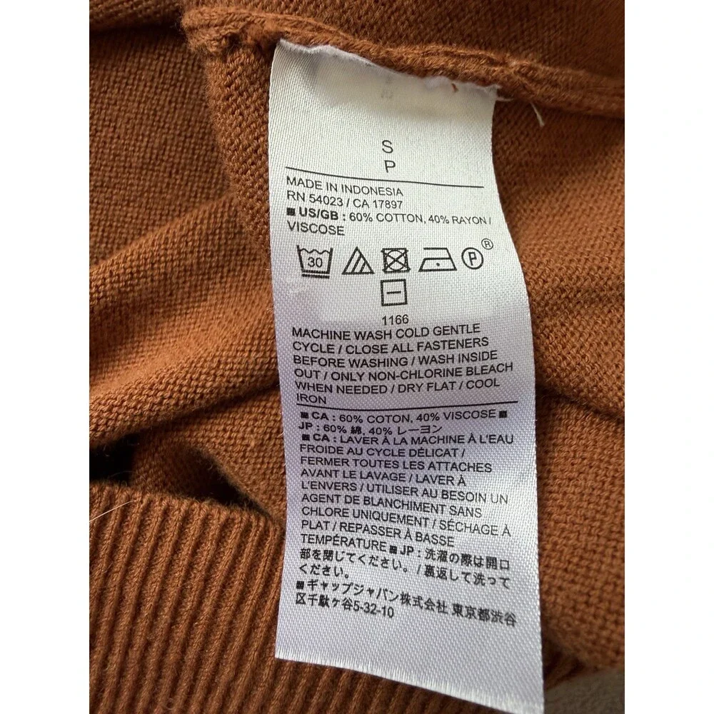 Banana Republic Forever Sweater Cardigan Small Rust Orange Cotton Blend V-Neck - Picture 4 of 7